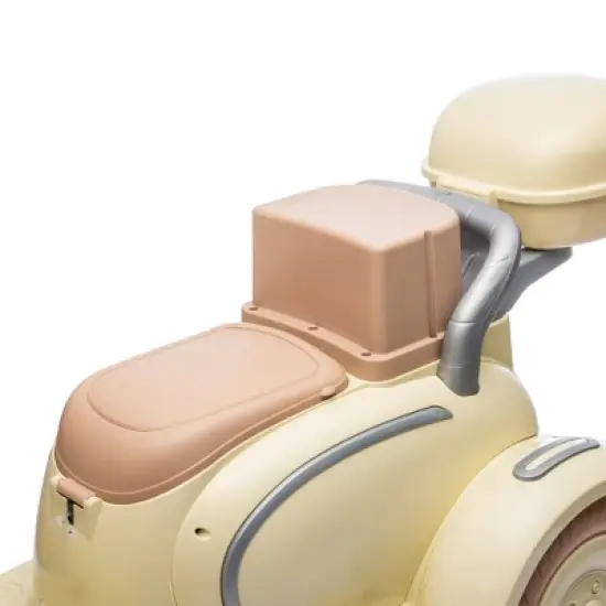 12V 2 Motors Kids Ride On Motorcycle, 2 Seater Electric Scooter Toy w/Music, Bluetooth, USB, Flip Seat, Storage Hooks & Oversized Trunk (Ages 3-6) image {10}