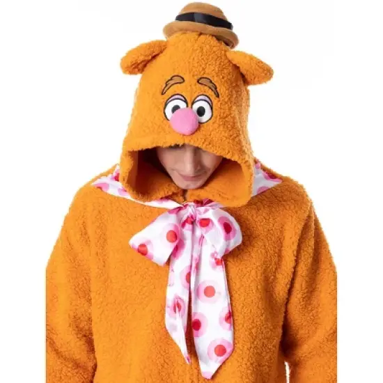 Disney The Muppets Unisex Adult Fozzie Bear Costume Plush Kigurumi Union Suit Pajama image {1}