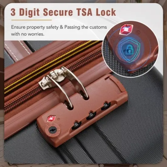 Lycvki 3 Pieces 20"+24" Hardshell Luggage Sets with TSA Lock Lightweight image {7}
