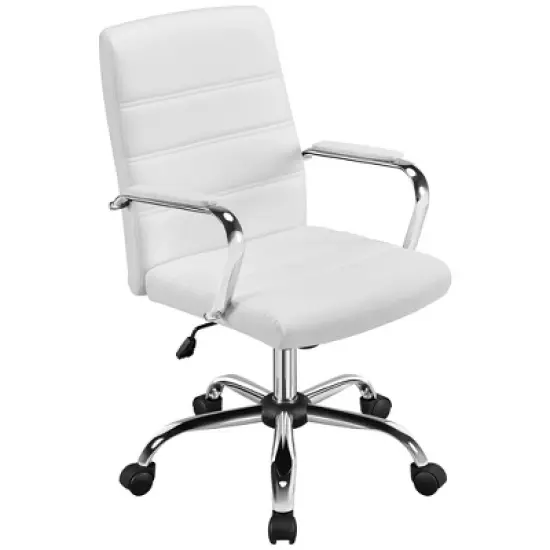 Yaheetech Mid-Back Office Chair with Arms 360&deg; Swivel PU Leather Office Executive Chair image {9}