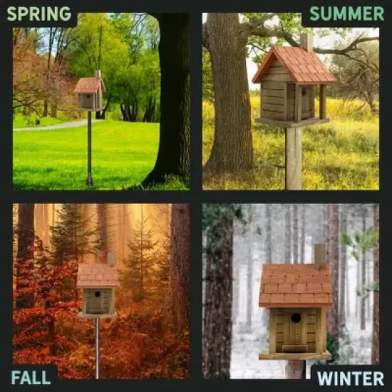 Uncle Dunkels Log Cabin Wren Birdhouse; Artisan-Crafted Wood Shelter for Small Birds image {5}