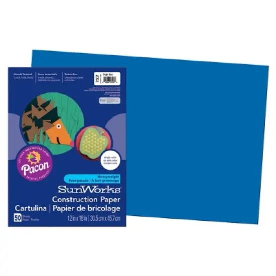 Prang&reg; Construction Paper, Bright Blue, 12" x 18", 50 Sheets Per Pack, 5 Packs image {1}