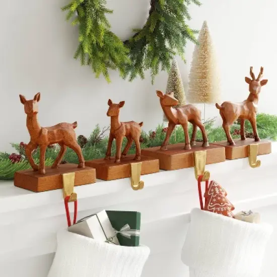 4pk Christmas Natural Carved Looking Deer - Wondershop&trade; image {1}