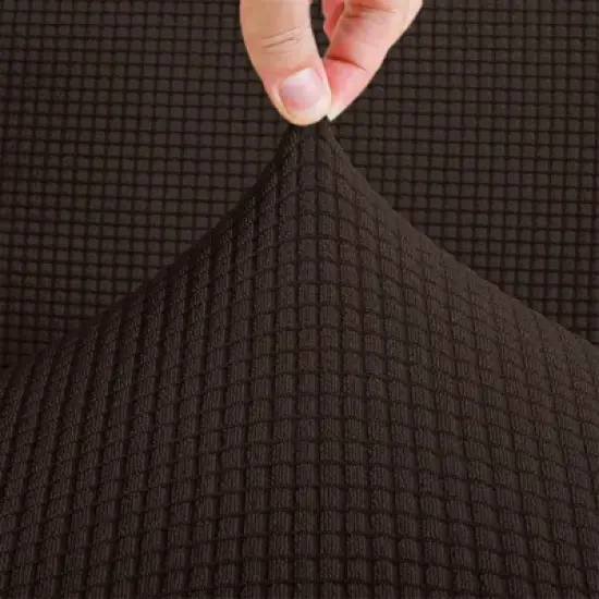 Home Mart Goods Chocolate Brown 3-Piece Set 4-Way Stretch Ruffled Skirt Slipcover Sofa Loveseat & Armchair Cover Protector image {1}