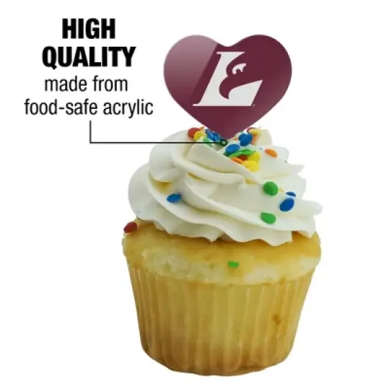 NCAA University of Wisconsin - La Crosse University Primary Logo Heart Love Cupcake Picks Toppers Decoration Set of 6 image {2}