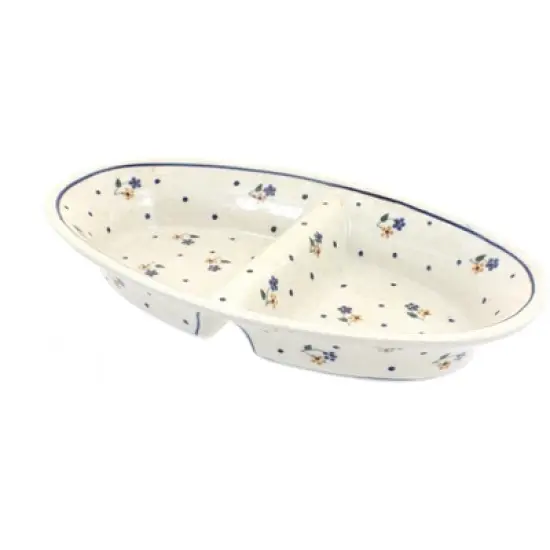 Blue Rose Polish Pottery 1280 Zaklady Divided Dish image {2}
