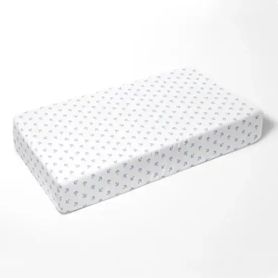 Bacati - Little Sailor Anchor Boat Blue Navy 4 pc Crib Bedding Set with Diaper Caddy image {4}