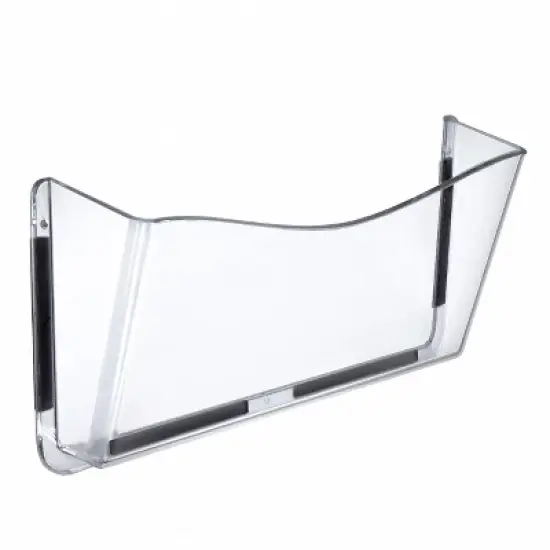 Azar Displays Clear Plastic Wall Mount File Holder with Magnets, 4-Pack image {1}