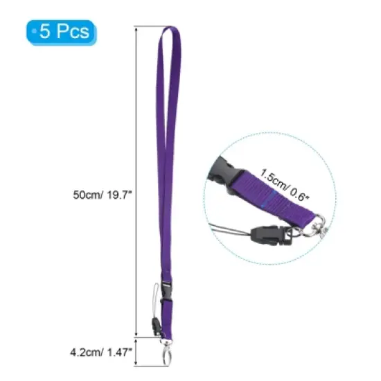 Unique Bargains Polyester Wear-resistant ID Card Neck Lanyards with Hook 5 Pcs image {1}