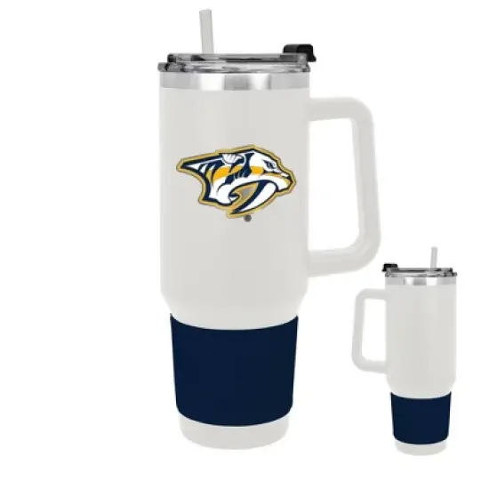 NHL Nashville Predators White Colossus Travel Mug with Team Color Silicon Gripe - 40oz image {2}