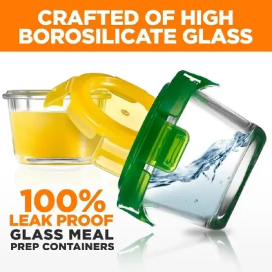 NutriChef 12 Pcs. Mini High Borosilicate Glass Round Meal-Prep Containers with Airtight Lid, 4oz image {2}