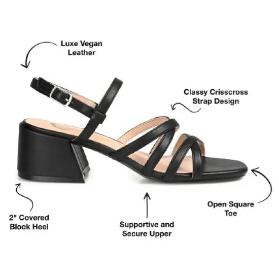 Journee Collection Womens Kempsy Open Square Toe Block Heel Sandals Black 6.5 image {7}