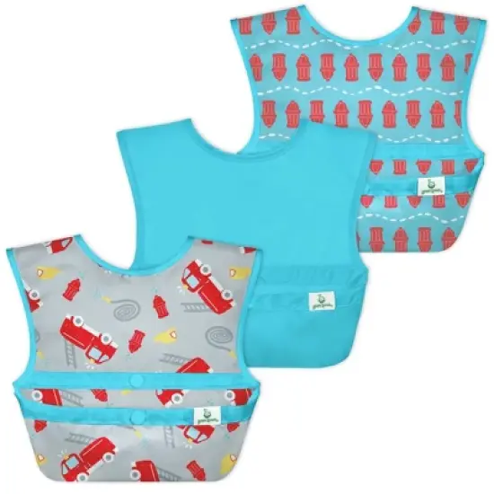 green sprouts Baby Mealtime Set Easywear Bibs Mini Platemat Gray/Aqua - 4pc image {1}