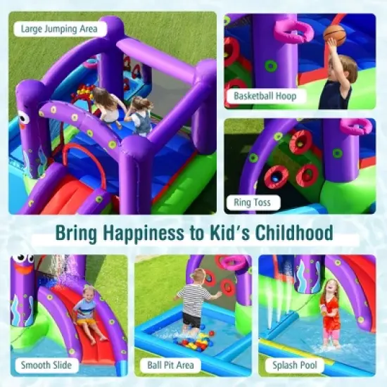 Costway Inflatable Water Slide Castle Kids Bounce House w/ Octopus Style Blower Excluded image {5}