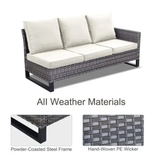 Buenhomino 8 Pieces Outdoor Patio Furniture Set with Fire Pit,L-Shaped Modular Sectional Couches with Swivel Patio Chairs,Wicker Conversation Set image {8}