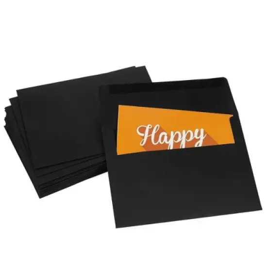 Paper Junkie 50 Pack Black Envelopes - Bulk Black 5.25x7.25 Envelopes for Invitations, Wedding, Graduation, (A7, Square Flap) image {3}
