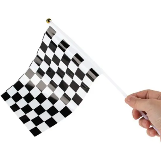 Blue Panda 50 Pack Handheld Checkered Racing Stick Flag for Race Car Party Favors & Decorations, 8.2 x 12 in image {1}