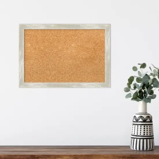 Amanti Art Crackled Metallic Narrow Framed Corkboard, Natural Cork image {4}
