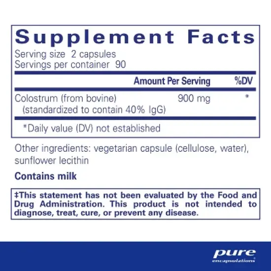 Pure Encapsulations Colostrum - 40% IgG Highly Concentrated Immune Support image {1}