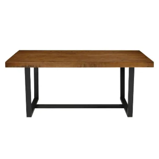 72" Modern Farmhouse Solid Wood Distressed Plank Top Dining Table - Saracina Home image {5}