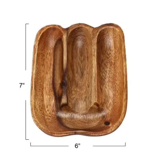 Storied Home Acacia Wood Divided Tray, Natural image {1}