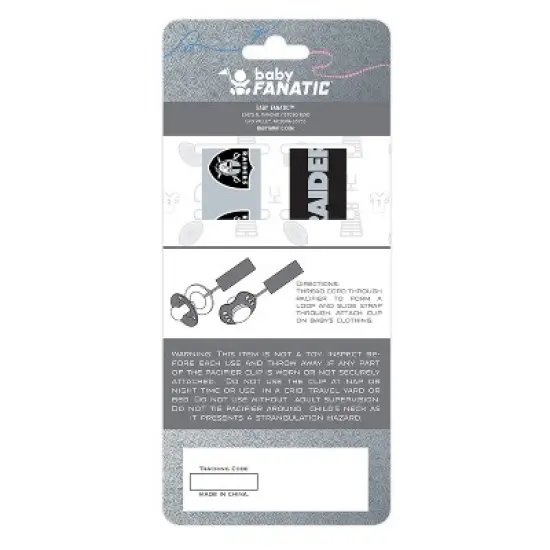 BabyFanatic Officially Licensed Unisex Pacifier Clip 2-Pack - NFL Las Vegas Raiders - Officially Licensed Baby Apparel image {3}