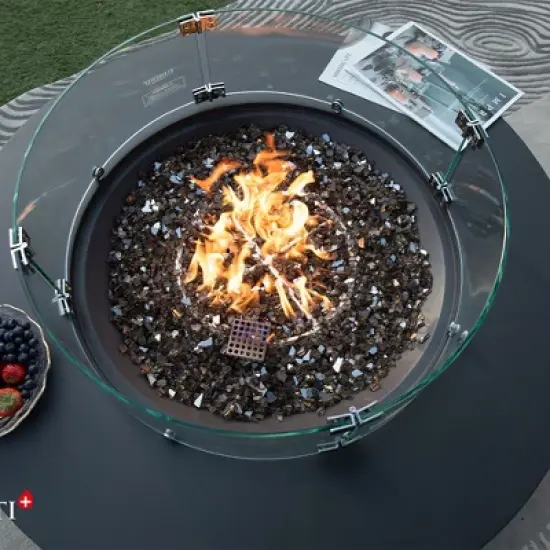 Elementi 25.4" Tempered Glass Wind Guard for Firepit Glass Wind Screen image {4}