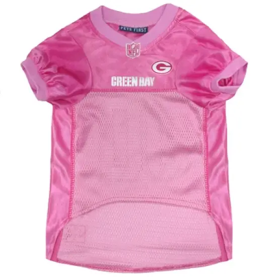 NFL Green Bay Packers Pets First Pink Pet Football Jersey - XS image {1}