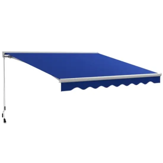 DSVIMOY Retractable Awning, 13'*10' Patio Awnings with Manual Crank Handle for Deck, Yard, Blue, 153.5"*118.1"*59.1" image {5}