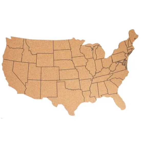 Juvale Cork Board Map of The United States with 10 Pins to Mark Travels, Home and Office Wall Decor, 16 x 10 x 0.3 In image {2}