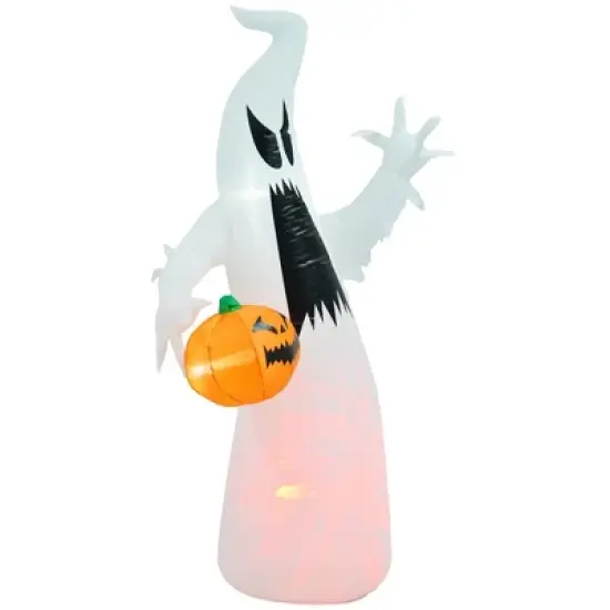Whisen Halloween Inflatable Outdoor Decoration Ghost with Pumpkin, Blow Up LED Yard Decor - White image {8}