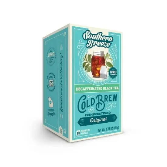 Southern Breeze Decaf Cold Brew Sweet Tea Original Iced Tea with 20 Individually Wrapped Tea Bags, Pack of 4 image {2}