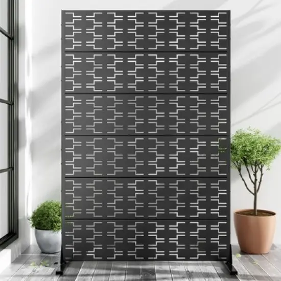 PexFix 72 in. x 47 in. Outdoor Metal Privacy Screen Garden Fence in Bricks Pattern image {4}