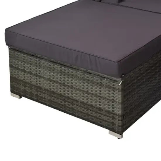 Outsunny 5 Piece Patio Wicker Furniture Set, Outdoor Sectional Sofa Set Rattan Conversation Sets with Tempered Glass Tabletop Coffee Table and Ottoman for Garden, Balcony, Backyard image {3}