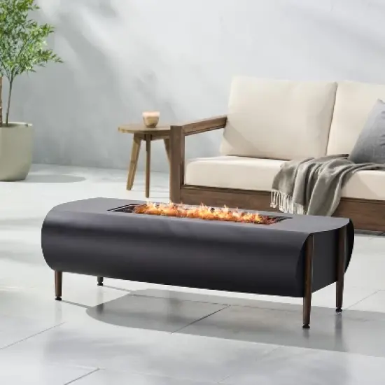 Rectangular Outdoor Fire Pit with 50,000 BTU Heat Output and Contemporary Concrete Design image {15}