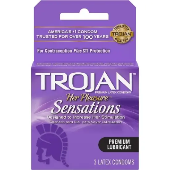 Trojan - Her Pleasures, Sensations Lubricated Latex Condom, 3 Ct image {6}