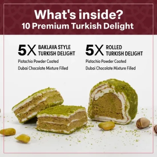 Eastanbul Premium Turkish Delight with Dubai Chocolate Filling, 8.8oz image {3}