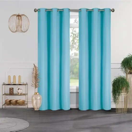 38" x 84" Solid Blackout Thermal Grommet Curtain Panels (Set of 2 Black) image {6}