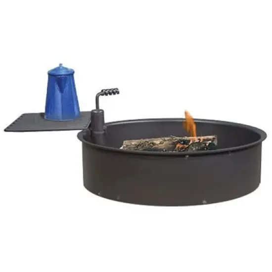 Pilot Rock 30 Inch Heavy Duty Steel Ground Fire Pit Ring Insert Liner and Metal Cooking Grate for Grilling, Camping, and Backyard Bonfires, Black image {1}