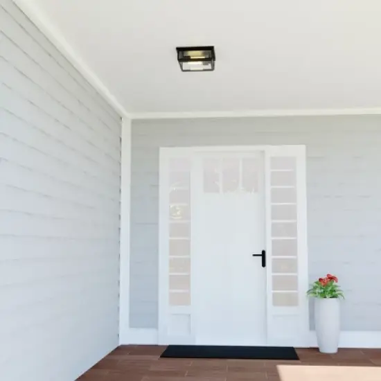 VAXCEL Kinzie Outdoor Square Flush Mount Ceiling Light with Clear Glass image {6}