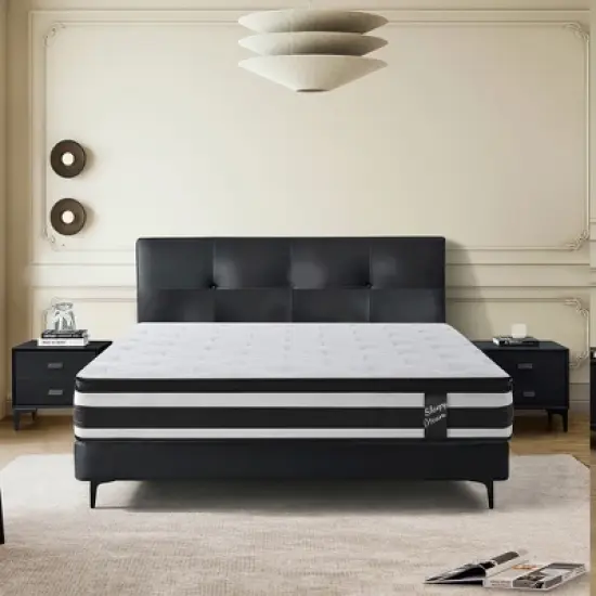 GDFStudio Cecil 12" Breathable Memory Foam Knitted Cover Individual Pocket  Hybrid Mattress with Euro Top image {1}