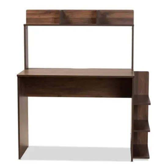 Garnet Wood Desk with Shelves Walnut/Brown - Baxton Studio image {1}