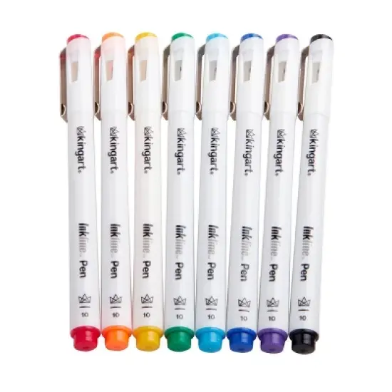 KINGART PRO Inkline Fine Line Pens, 8 Colors, Size 10 image {5}