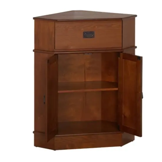 Mission 2 Door 1 Drawer Corner Storage Cabinet Oak - Buylateral image {4}