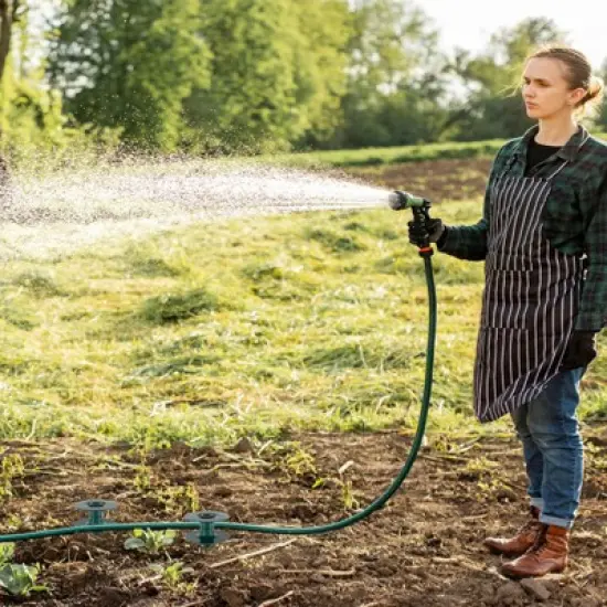 Syemin Landscape Equipment Parts and Accessories, Garden Hose Guide Spikes 2PCS with Heavy-Duty Swivel Caps, Green, 3.7"*3.7"9.84" image {5}