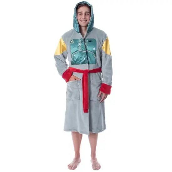 Star Wars Adult Boba Fett Bounty Hunter Fleece Robe Bathrobe For Men Women Multi image {7}