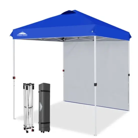 EAGLE PEAK 6.6x6.6 Pop Up Canopy Tent with One Sidewall, 8 Stakes and 4 Ropes image {11}