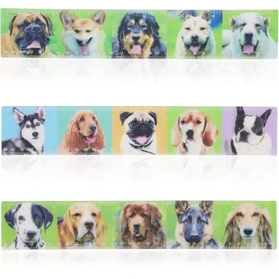 Juvale 12-Pack Dog 3D Plastic Rulers for Kids Students Reward, 3 Assorted Designs image {5}