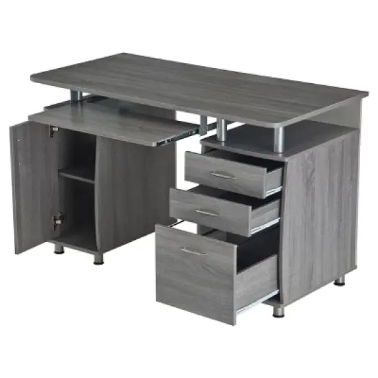 Complete Workstation Computer Desk with Storage Gray - Techni Mobili image {3}