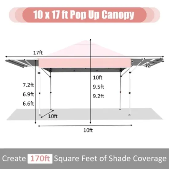 Tangkula 10x17ft Pop up Canopy  3 Height Adjustment Folding Tent with Roller Bag image {6}